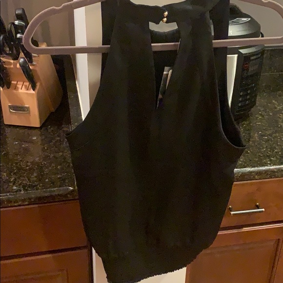 Bebe NWT Crew Neck Banded Halter Top Sea Tide - Picture 8 of 12